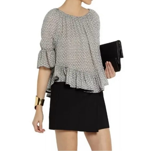 Isabel Marant Adriana Ruffle Printed Georgette Silk Top. Size 38/US 6. - Picture 1 of 6